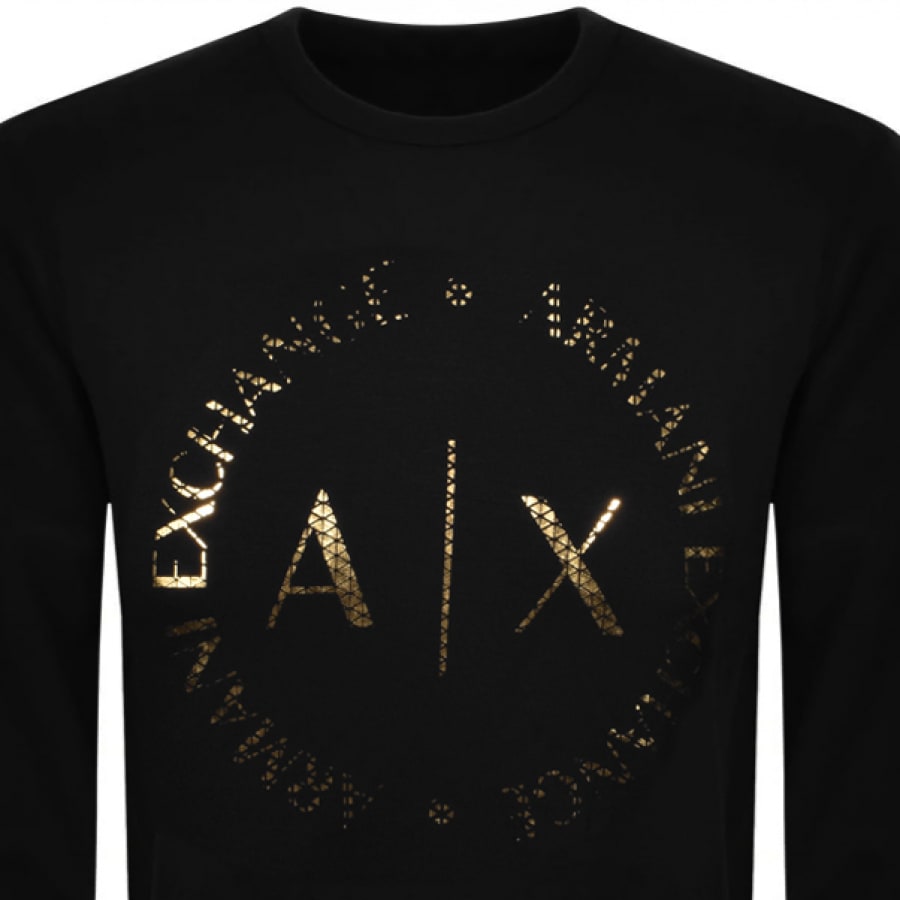 Alternative Image for ProductArmani Exchange Crew Neck Logo Sweatshirt Black2